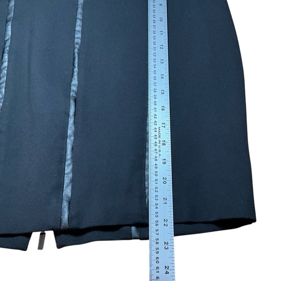 JOSEPH RIBKOFF Jersey Knit Black Skirt Satin Inserts Exposed Back Zipper Sz 14 - Picture 7 of 8